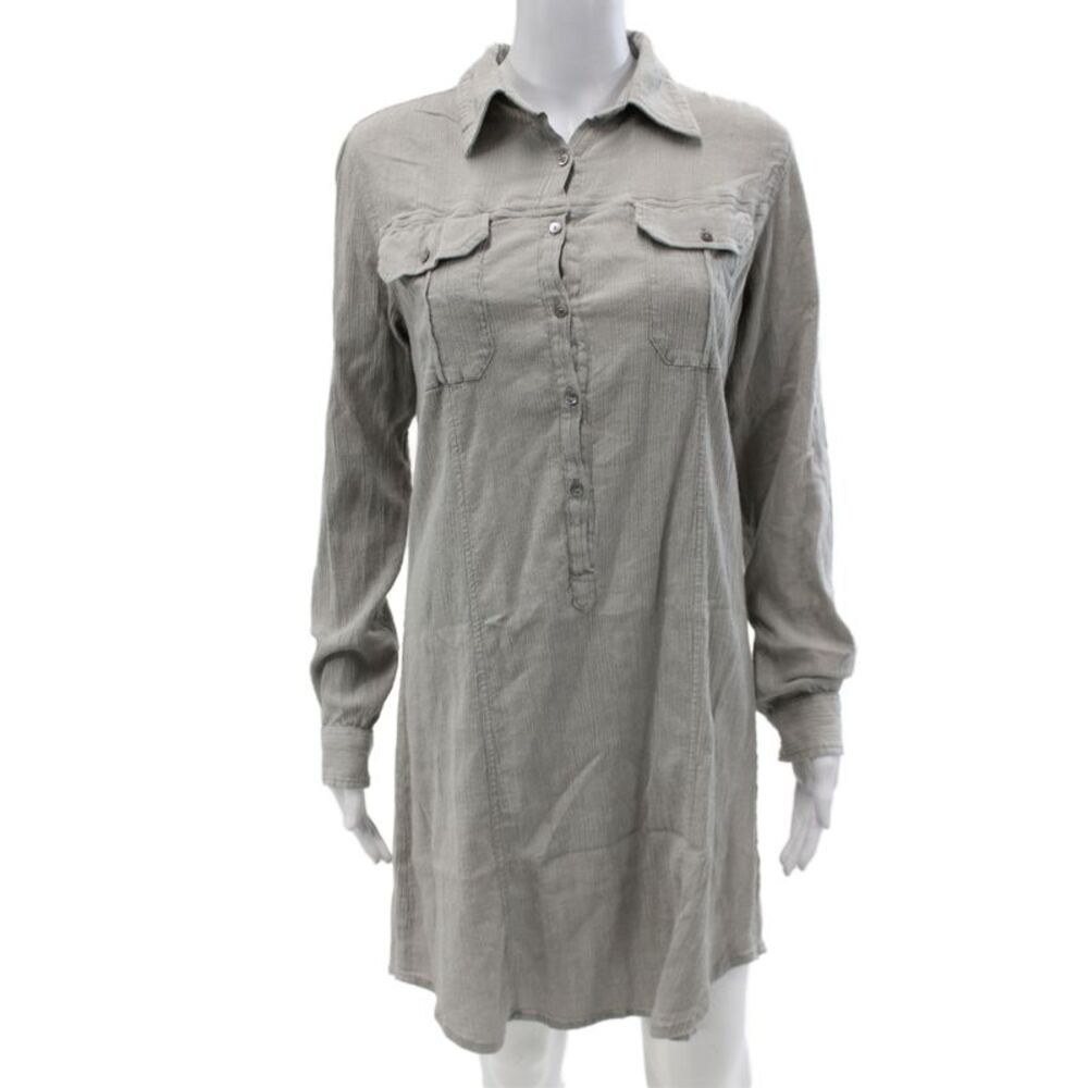Calypso Saint Barth Womens Gray Shirt Dress Cotton Long Sleeve Size S